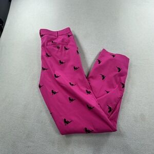 Loudmouth Pants Mens 32 Pink Embroidered Pin Up Girl Chino Golf Polyester 32x32